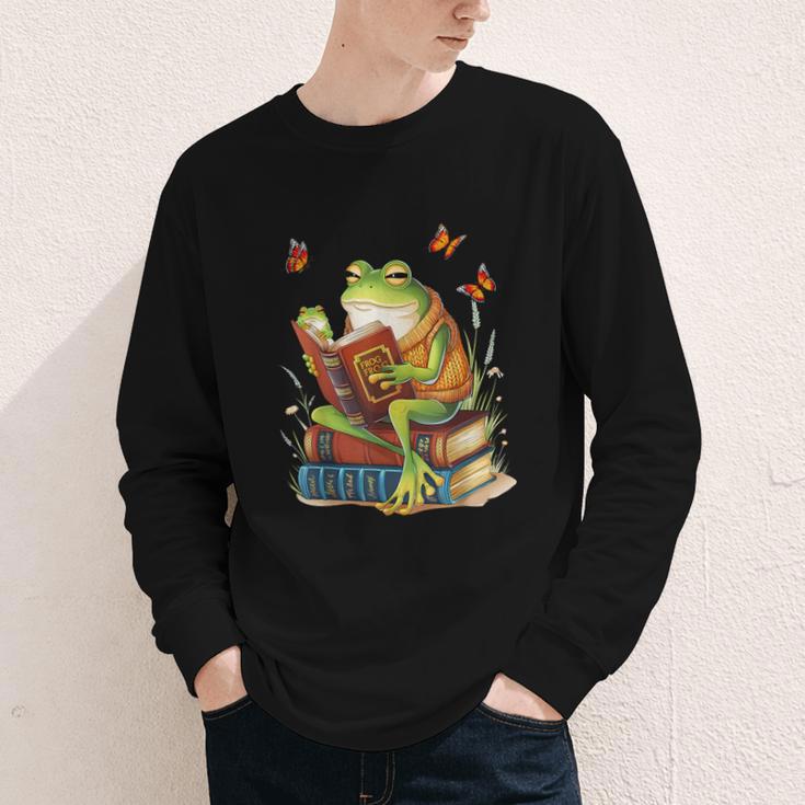 Frog & Toad Fishing Vintage Classic Book Frog Reading Book Youth Long Sleeve Tee