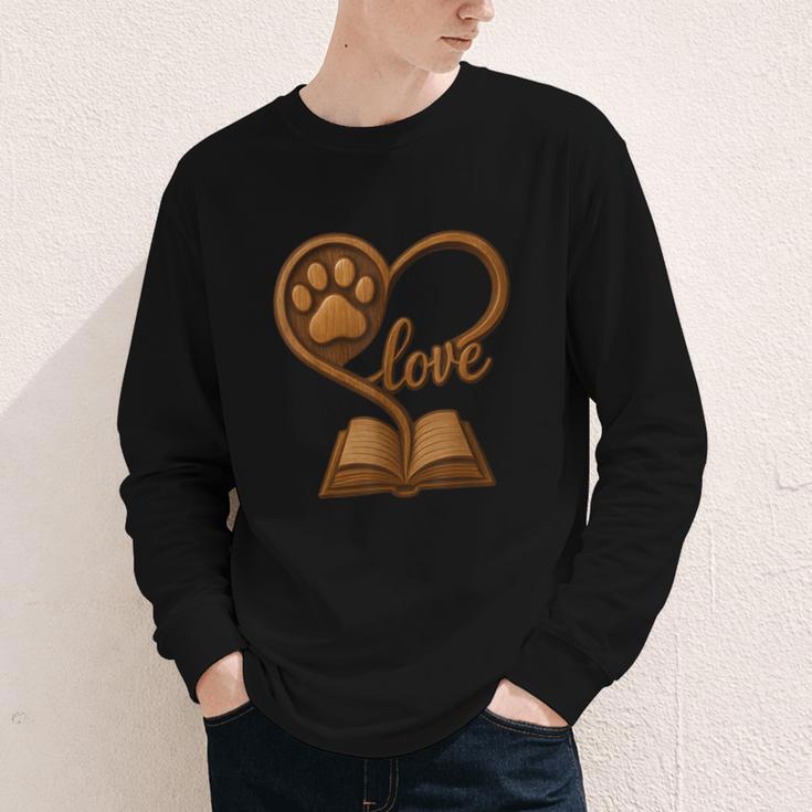 Girl Who Loves Dogs & Books Heart Dog Lover Reader Reeding Youth Long Sleeve Tee