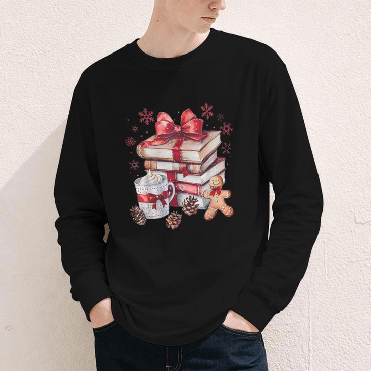 Girly Coquette Gingerbread Books And Hot Cocoa Cozy Season Youth Long Sleeve Tee