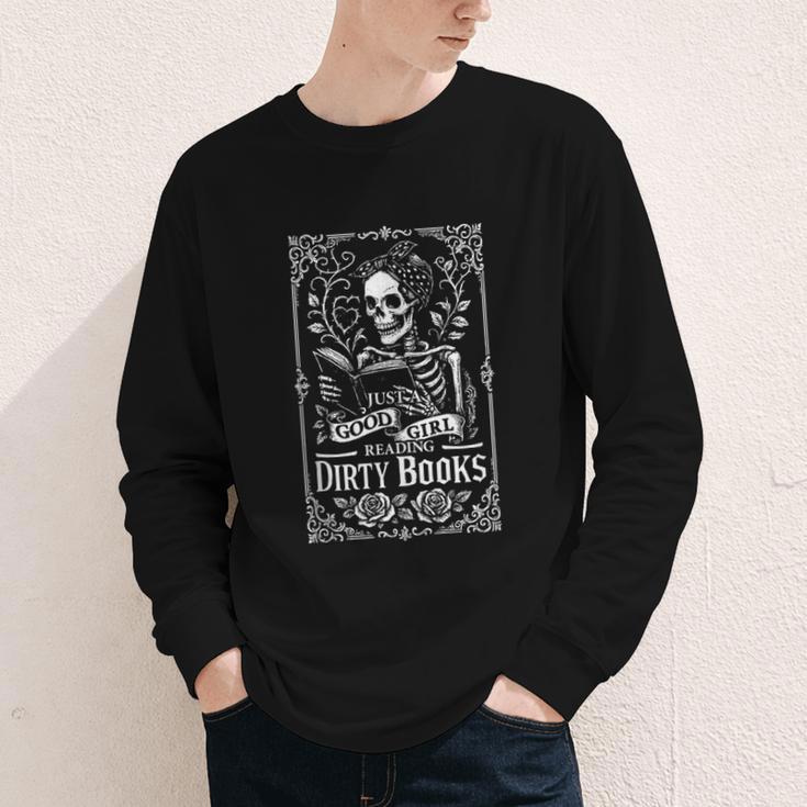 Good Girl Dirty Books Humor Dark Romance Bookworm Youth Long Sleeve Tee