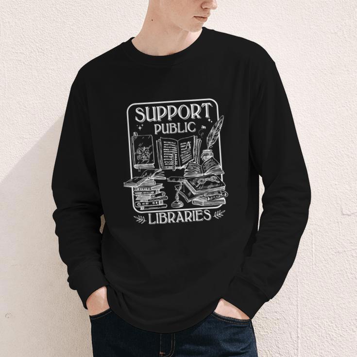 Groovy Support Your Local Library Book Reader Lover Bookworm Youth Long Sleeve Tee