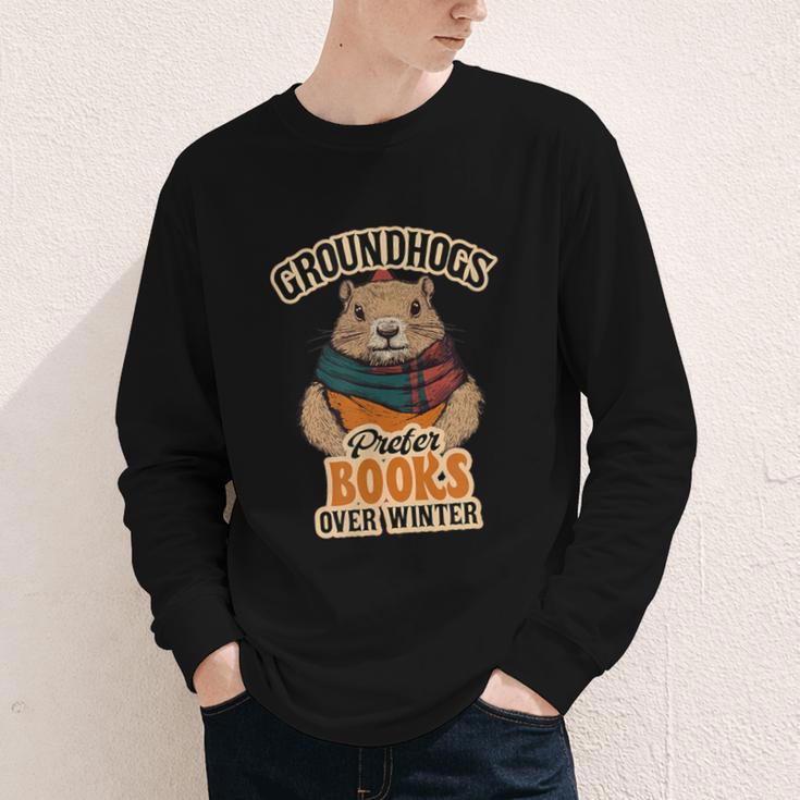 Groundhogs Prefer Books Over Winter February Youth Long Sleeve Tee