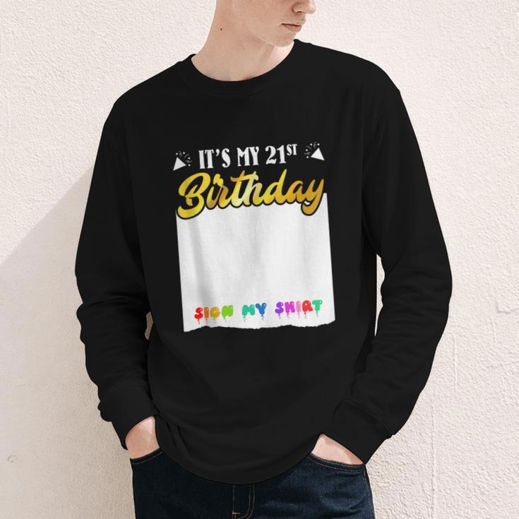Guestbook My 21st Birthday Sign My Shirt Birthday Party Youth Long Sleeve Tee
