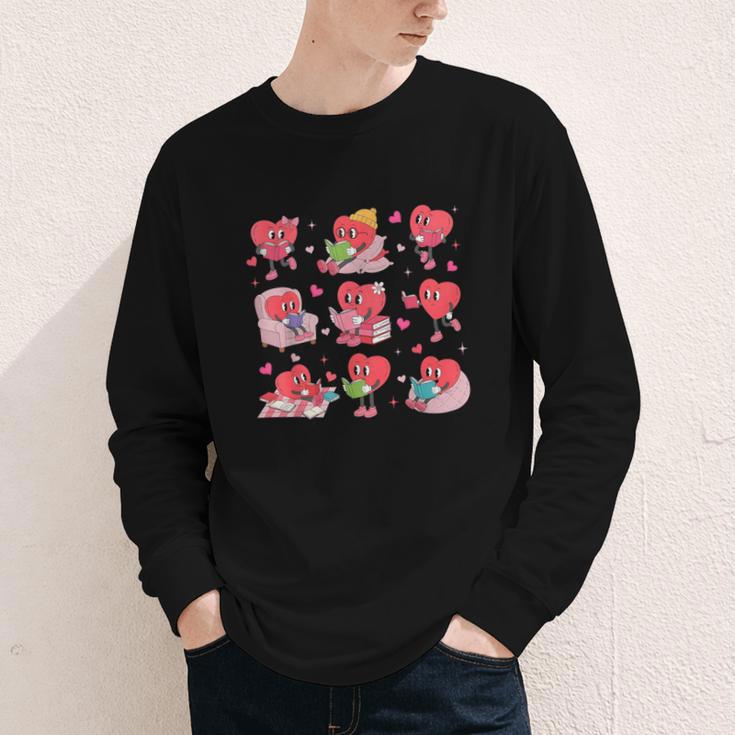 Hearts Reading Book Lovers All Booked For Valentine Youth Long Sleeve Tee