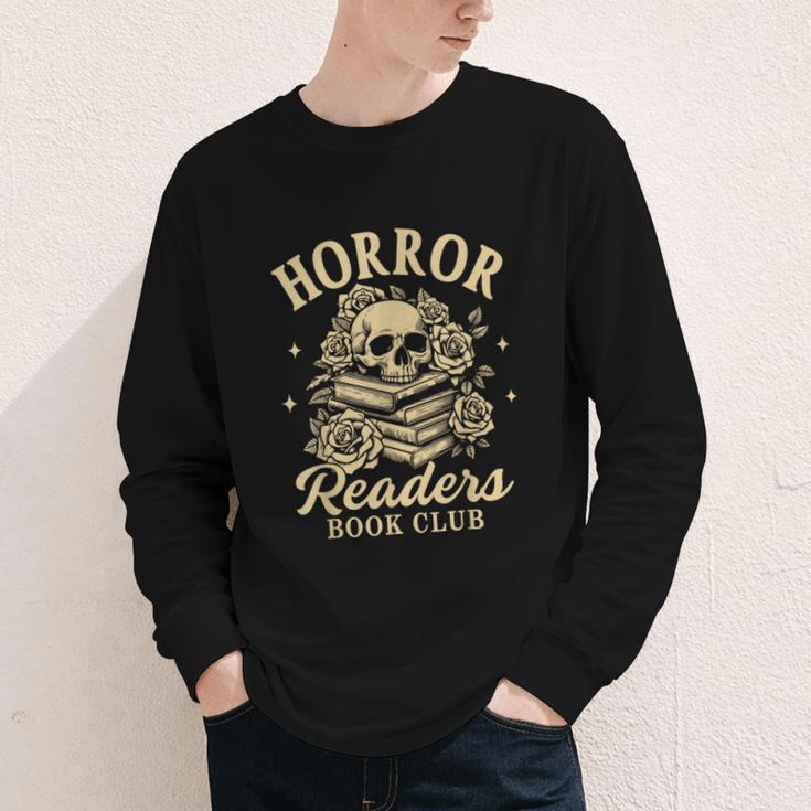 Horror Reading Spooky Vibes Bookish Horror Readers Book Club Youth Long Sleeve Tee