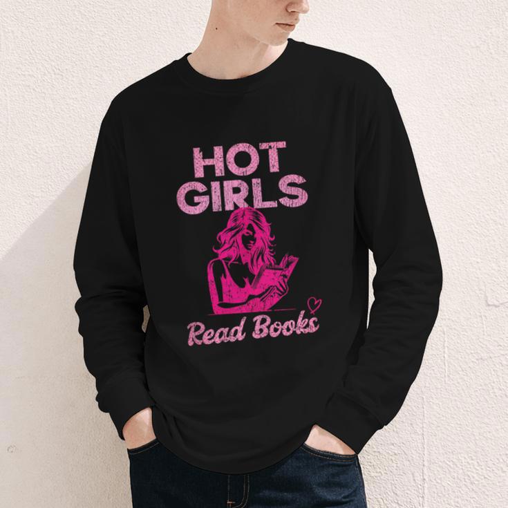 Hot Girls Read Books Cute Book Reader Women Youth Long Sleeve Tee