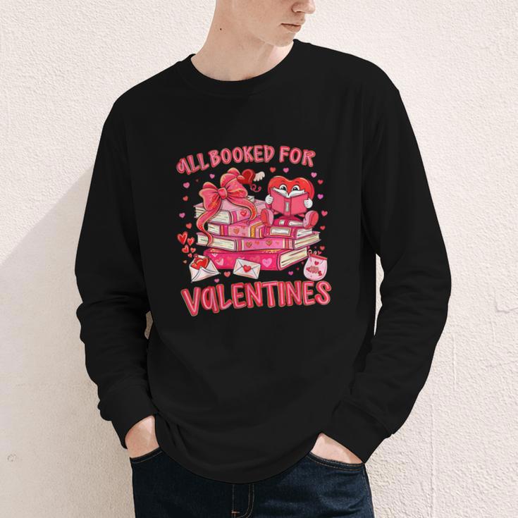 HUGvyn All Booked For Valentines Teacher Book Reading Heart Youth Long Sleeve Tee