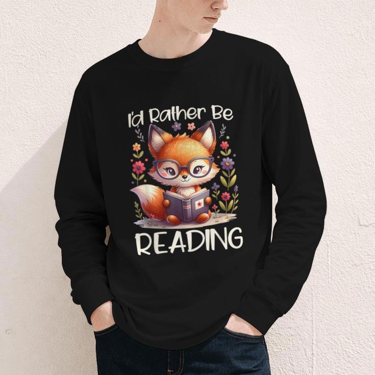 I'd Rather Be Reading Cute Fox Book Lover Reader Bookworm Youth Long Sleeve Tee I'd Rather Be Reading Cute Fox Book Lover Reader Bookworm Youth Long Sleeve Tee