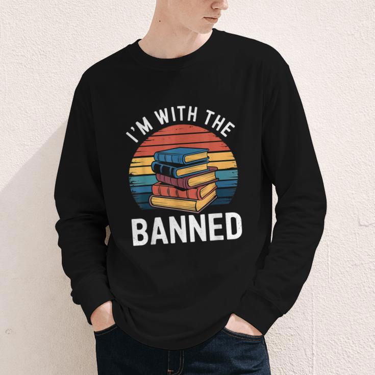I'm With The Banned Stack Of Books Vintage Sunset Retro Youth Long Sleeve Tee I'm With The Banned Stack Of Books Vintage Sunset Retro Youth Long Sleeve Tee