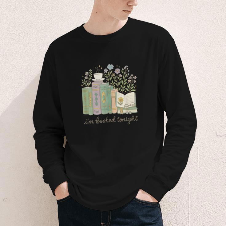 I'm Booked Tonight Cozy Floral Book Lover Graphic Youth Long Sleeve Tee