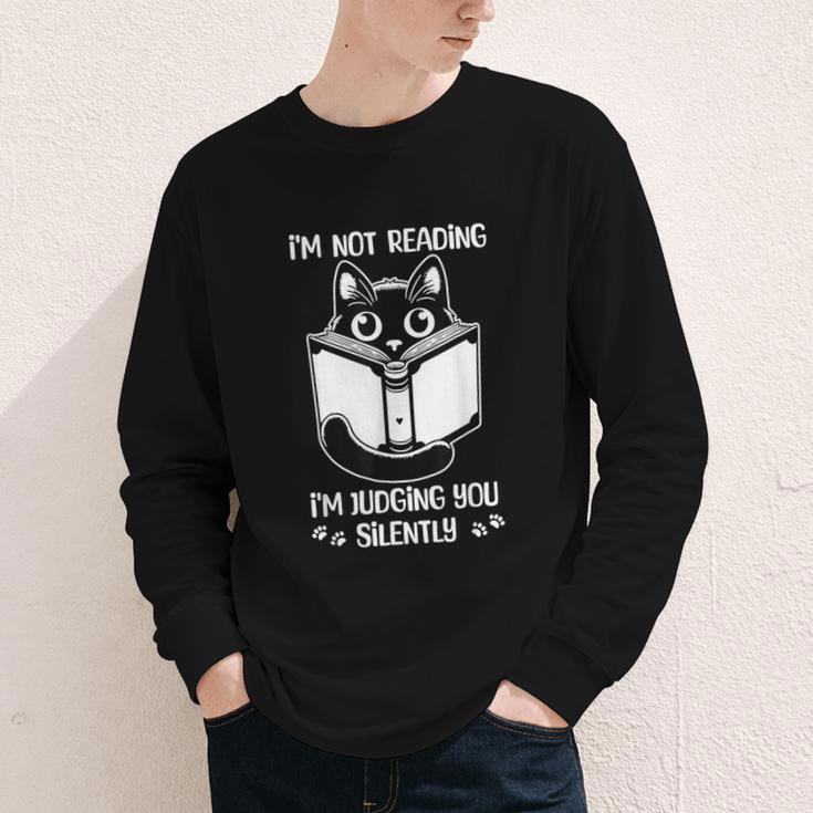 I’m Not Reading I’m Judging You Silently Fun Cat Book Lover Youth Long Sleeve Tee