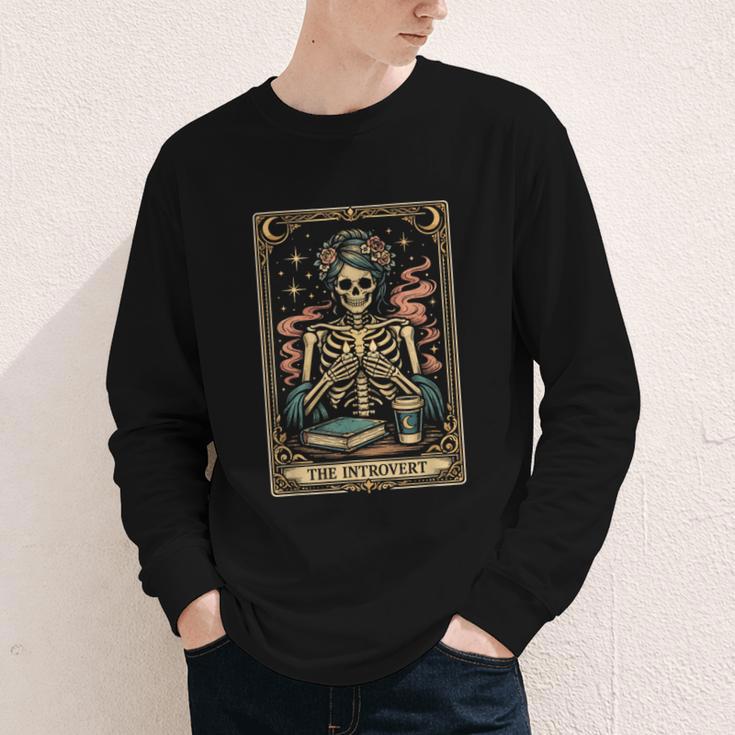The Introvert Skeleton Tarot Card Coffee Book Lover Youth Long Sleeve Tee The Introvert Skeleton Tarot Card Coffee Book Lover Youth Long Sleeve Tee