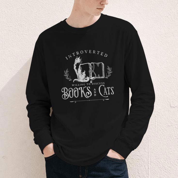 Introverted Willing To Discuss Cats And Books Youth Long Sleeve Tee