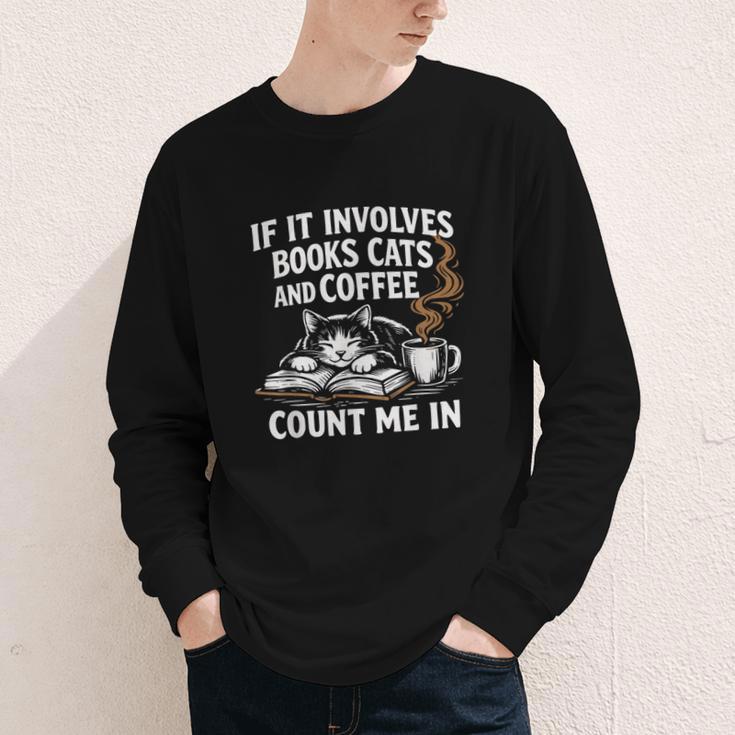 If It Involves Cats Books Coffee Introvert Pet Lover Youth Long Sleeve Tee