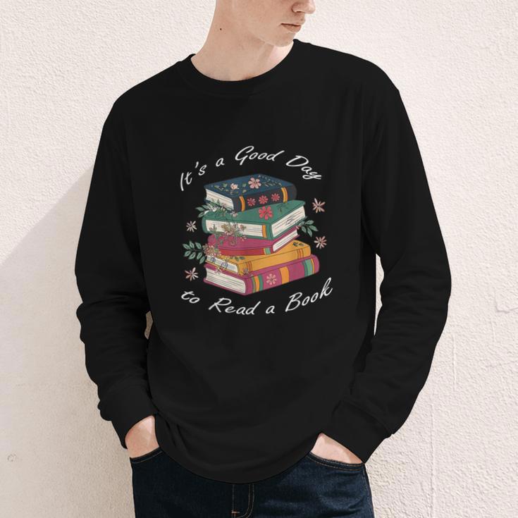 It's a Good Day To Read a Book Floral Stack Tee Youth Long Sleeve Tee
