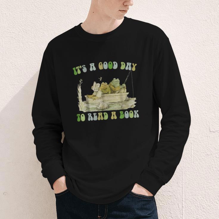 It's A Good Day To Read A Book Shirt Frog Reading Book Youth Long Sleeve Tee