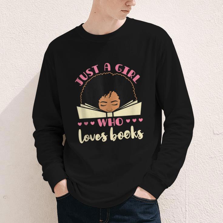 Just a Girl Who Loves Books African American Book Nerd Lover Youth Long Sleeve Tee Just a Girl Who Loves Books African American Book Nerd Lover Youth Long Sleeve Tee