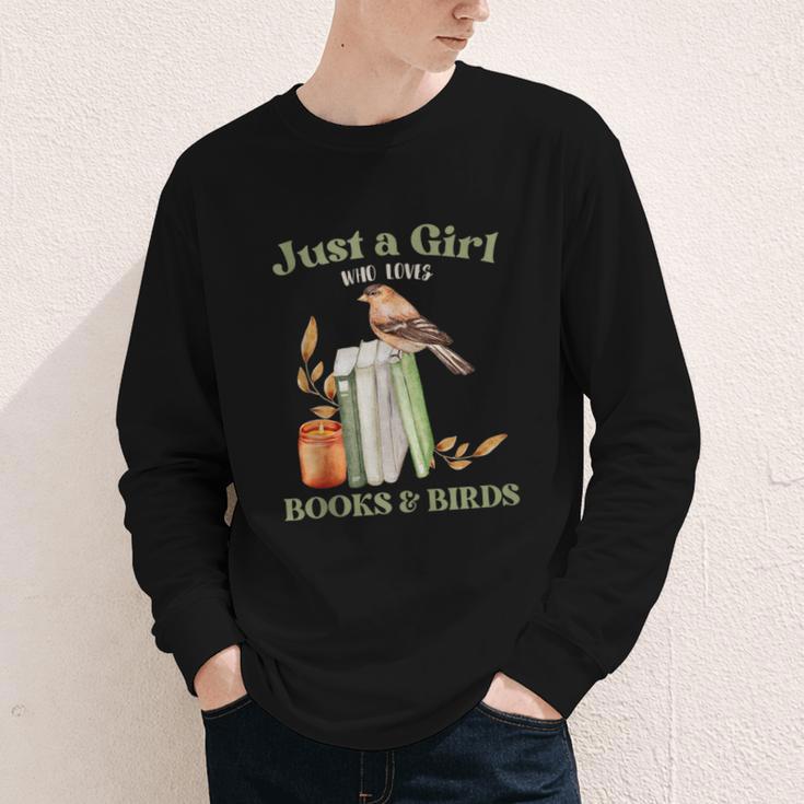 Just a Girl Who Loves Books And Birds Book Reading Bird Love Youth Long Sleeve Tee