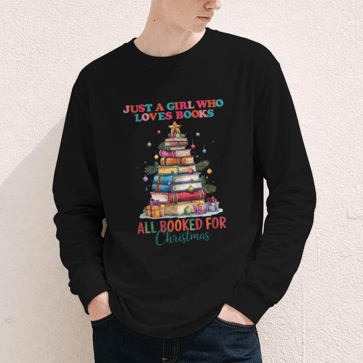Just a Girl Who Loves Books All Booked For Christmas Youth Long Sleeve Tee Just a Girl Who Loves Books All Booked For Christmas Youth Long Sleeve Tee