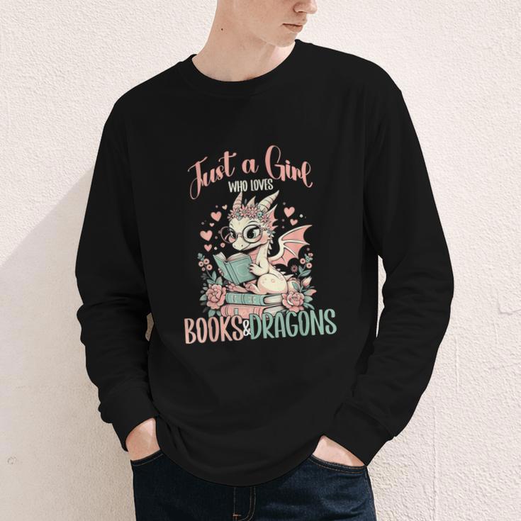 Just a Girl Who Loves Books And Dragons Book Dragon Lover Youth Long Sleeve Tee