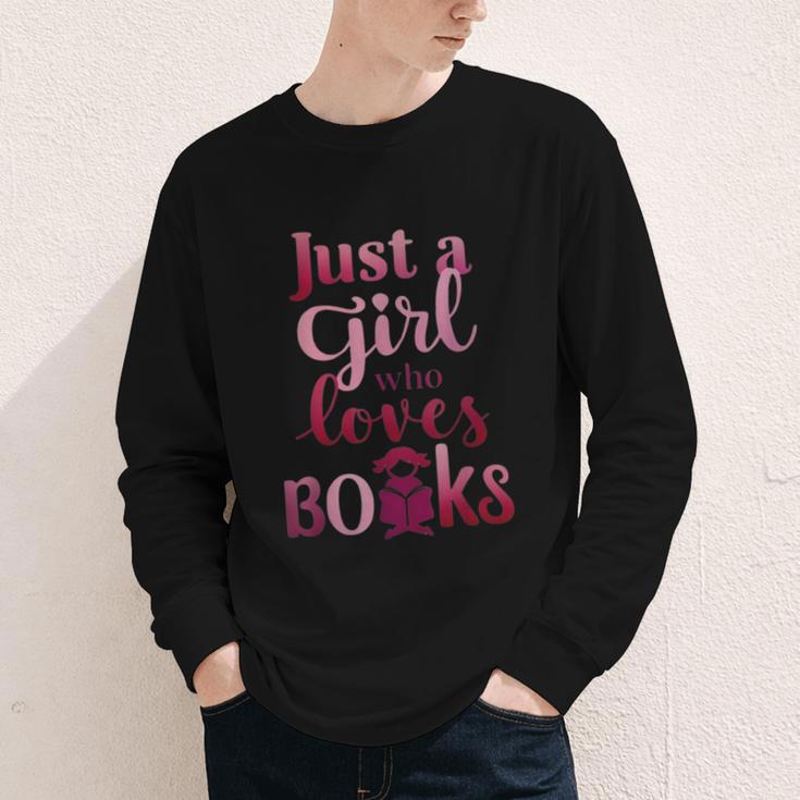 JUST A GIRL WHO LOVES BOOKS LIBRARIAN BOOK LOVERS BOOKWORM Youth Long Sleeve Tee
