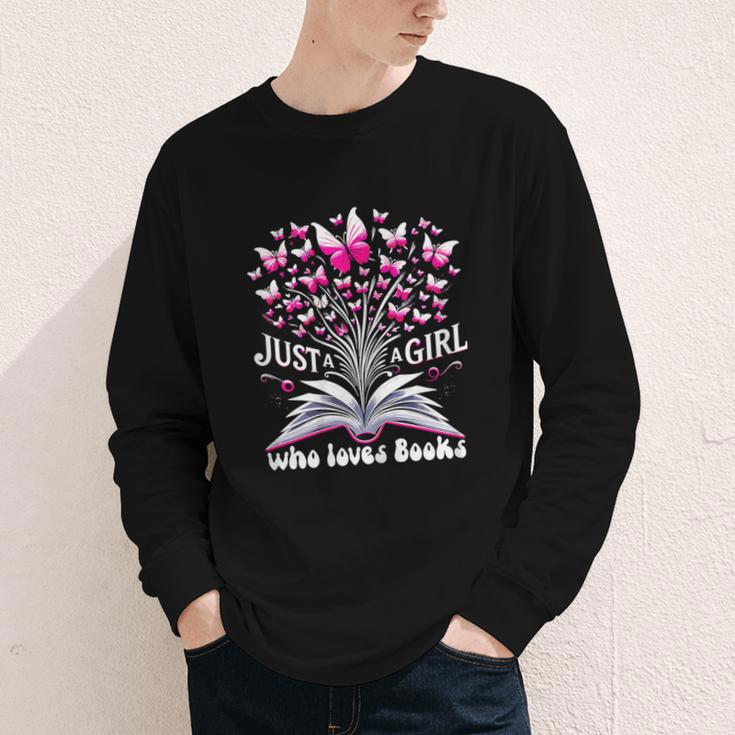 Just a Girl Who Loves Books Reading Book Butterfly Bookworm Youth Long Sleeve Tee Just a Girl Who Loves Books Reading Book Butterfly Bookworm Youth Long Sleeve Tee