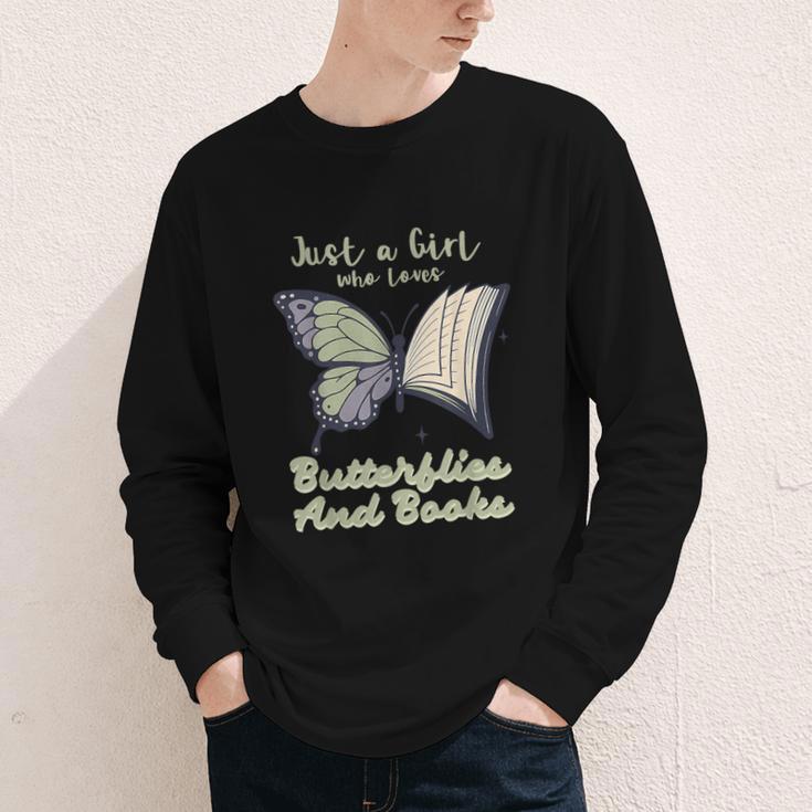 Just a Girl Who Loves Butterflies And Books Butterfly Youth Long Sleeve Tee