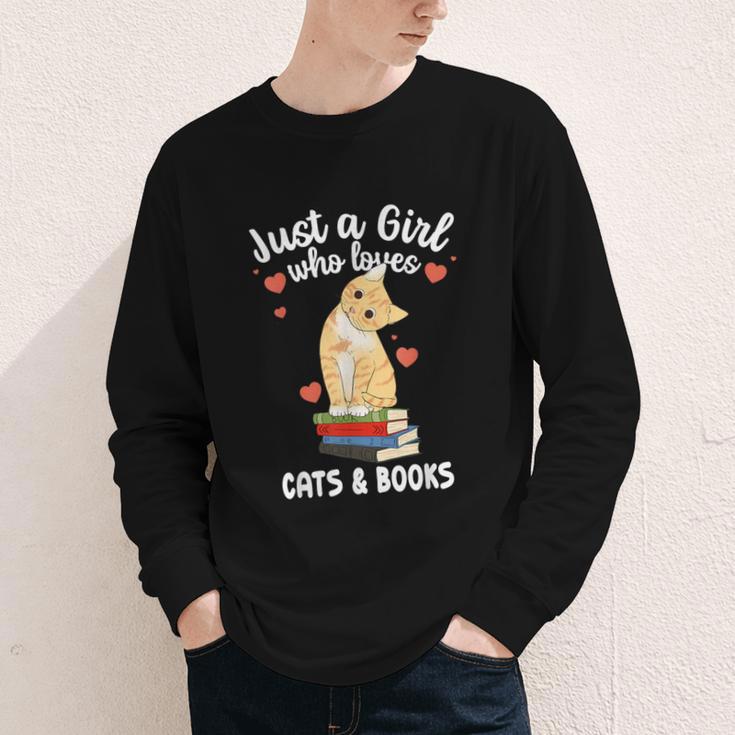 Just a Girl Who Loves Cats And Books Reading Cat & Bookworm Youth Long Sleeve Tee