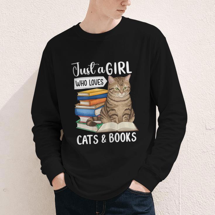 Just a Girl Who Loves Cats And Books Youth Long Sleeve Tee