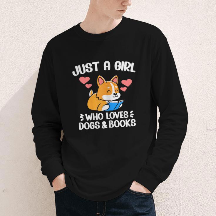 Just A Girl Who Loves Dogs And Books Reading Dog Puppy Lover Youth Long Sleeve Tee