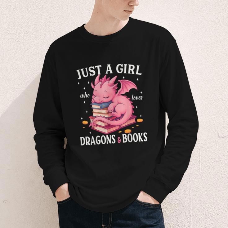 Just A Girl Who Loves Dragons And Books Dragon Reading Lover Youth Long Sleeve Tee Just A Girl Who Loves Dragons And Books Dragon Reading Lover Youth Long Sleeve Tee