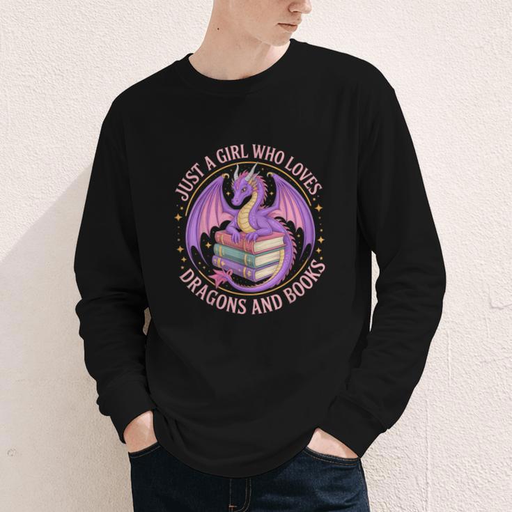 Just A Girl Who Loves Dragons And Books Fantasy Dragon Youth Long Sleeve Tee