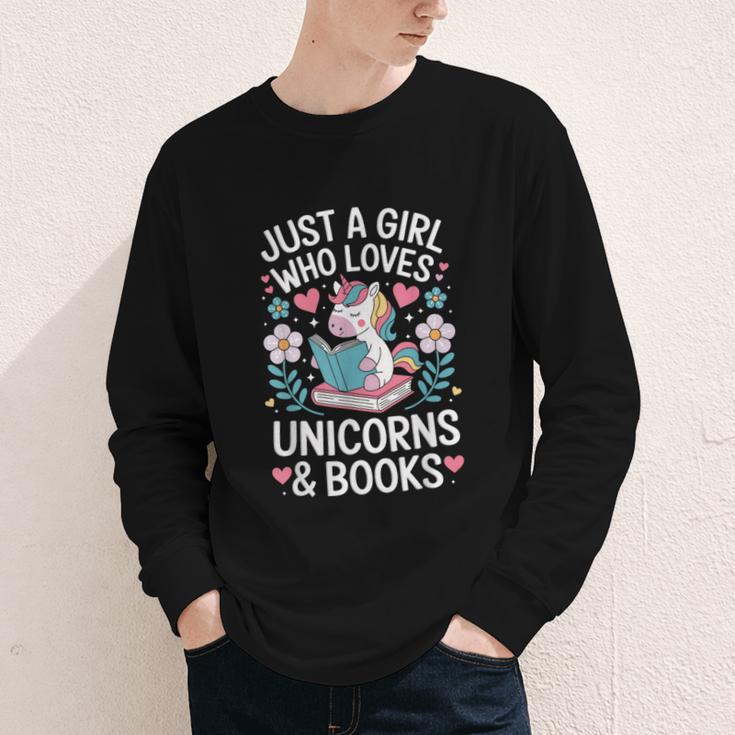 Just a Girl Who Loves Unicorns And Books Youth Long Sleeve Tee