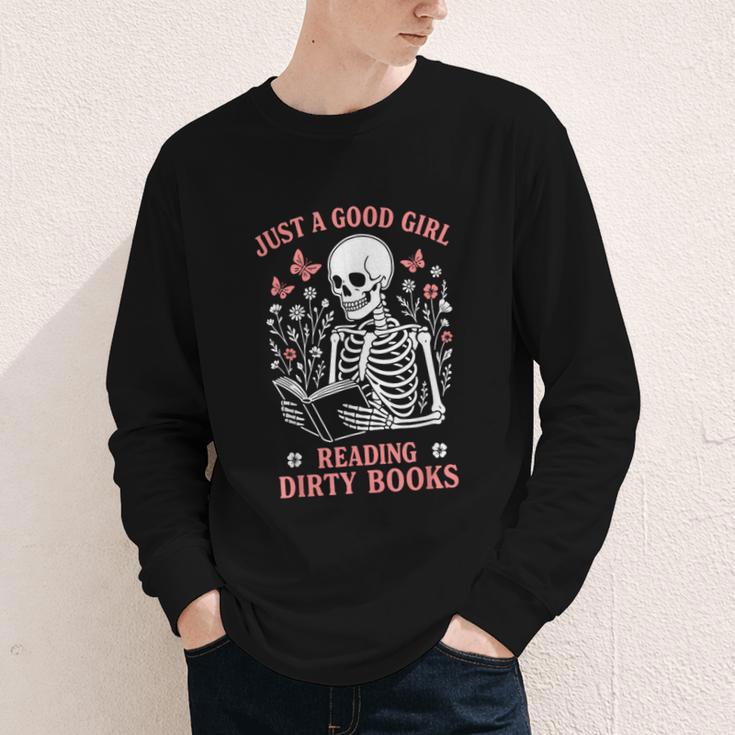 Just A Good Girl Reading Dirty Books Dark Romance Youth Long Sleeve Tee