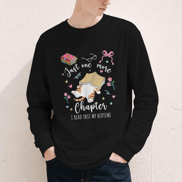 Just One More Chapter I Read Past My Bedtime Cat Book Lover Youth Long Sleeve Tee