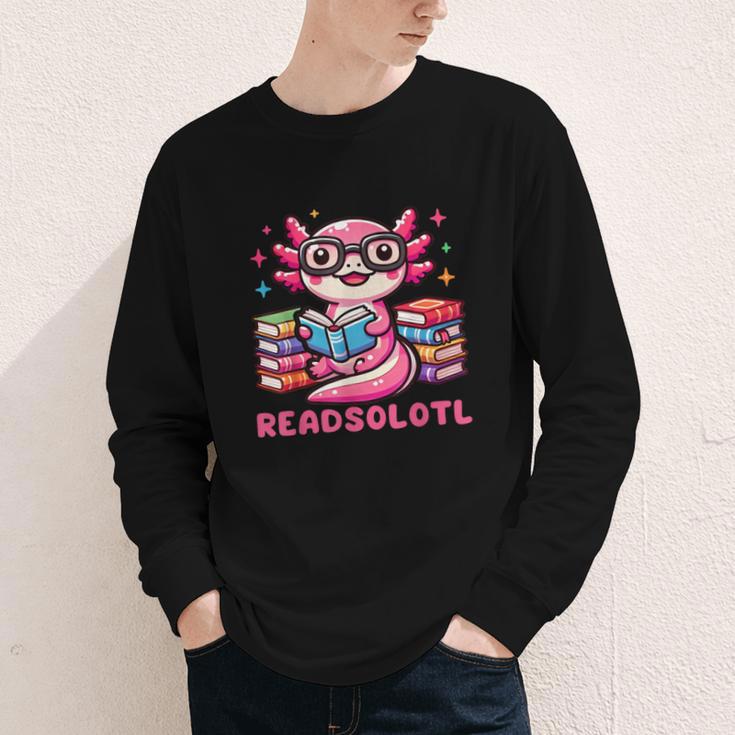 Kawaii Axolotl Readsolotl Book Lover Reading Bookworm Girls Youth Long Sleeve Tee