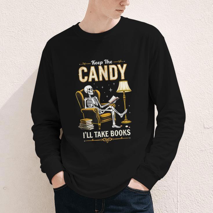 Keep The Candy I'Ll Take Books Halloween Youth Long Sleeve Tee