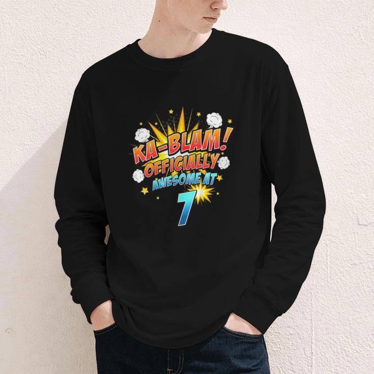 Kids Ka-Blam 7 Year Old Boys 7th Birthday Comic Book Super Hero Youth Long Sleeve Tee