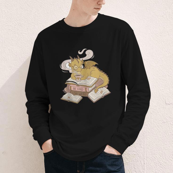 Be Kind Stay Weird Read Books Cute Dragon Youth Long Sleeve Tee