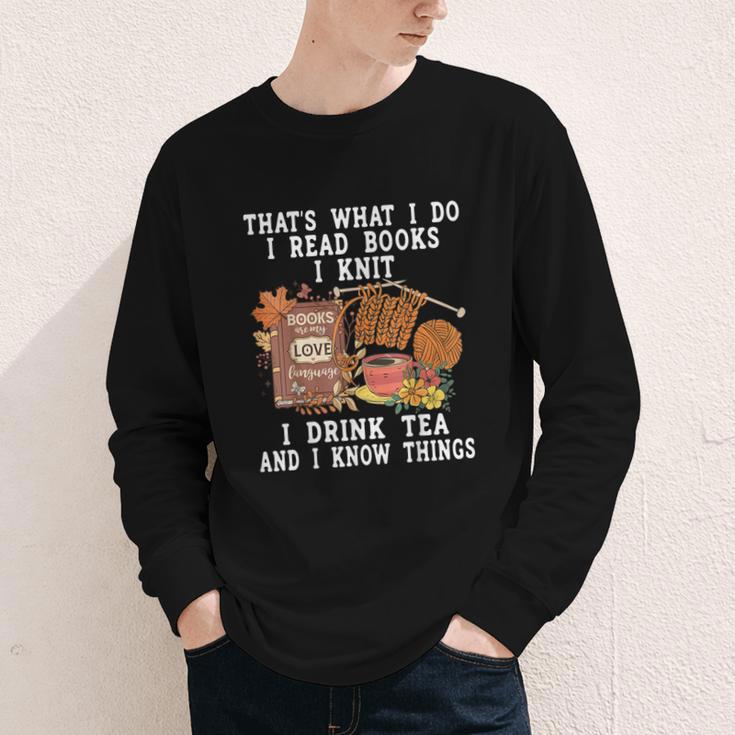 Knitting Reading Books Drinking Tea Knitter Knit Youth Long Sleeve Tee Knitting Reading Books Drinking Tea Knitter Knit Youth Long Sleeve Tee