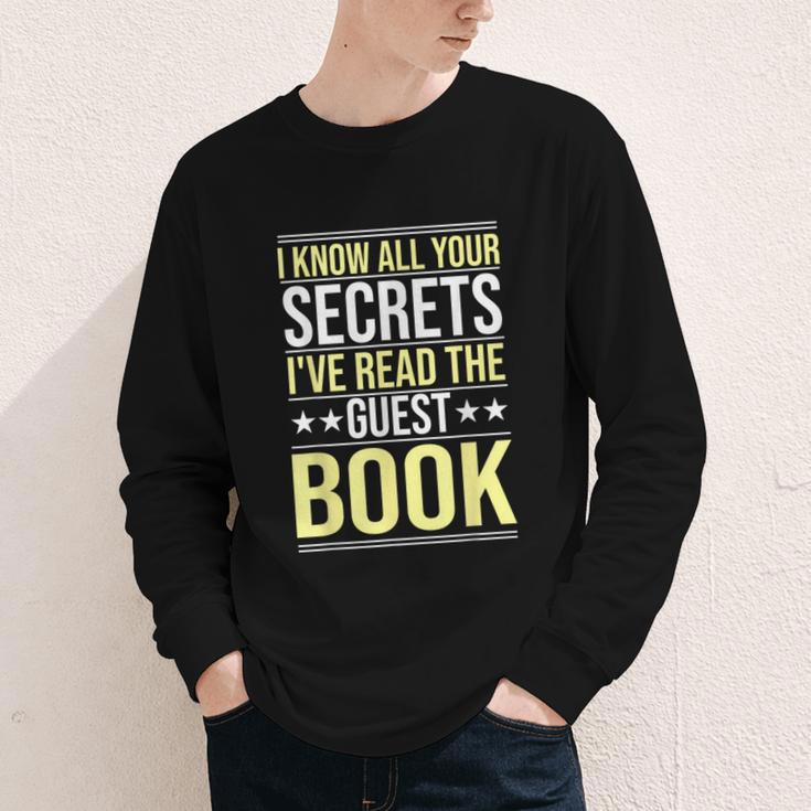 I Know All Your Secrets i Have Read Guest Book Hotel Manager Youth Long Sleeve Tee I Know All Your Secrets i Have Read Guest Book Hotel Manager Youth Long Sleeve Tee