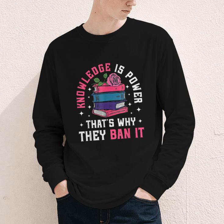Knowledge Is Power Book Club Librarian Read Banned Books Youth Long Sleeve Tee