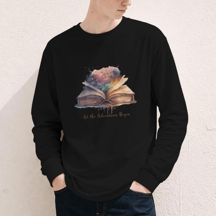 Let The Adventures Begin Book Lovers Magical Whimsical Art Youth Long Sleeve Tee
