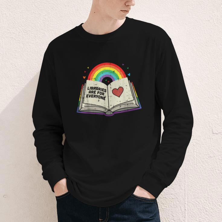 Libraries Are For Everyone Book LGBTQ Ally Gay Pride Month Youth Long Sleeve Tee