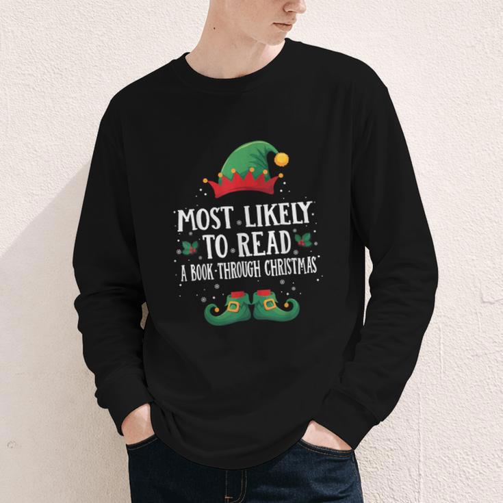 Most Likely To Read A Book Matching Christmas Elf Youth Long Sleeve Tee Most Likely To Read A Book Matching Christmas Elf Youth Long Sleeve Tee