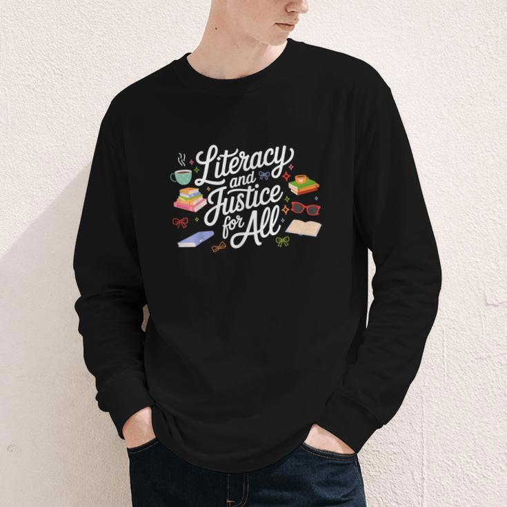 Literacy And Justice For All Protect Libraries Banned Books Youth Long Sleeve Tee Literacy And Justice For All Protect Libraries Banned Books Youth Long Sleeve Tee