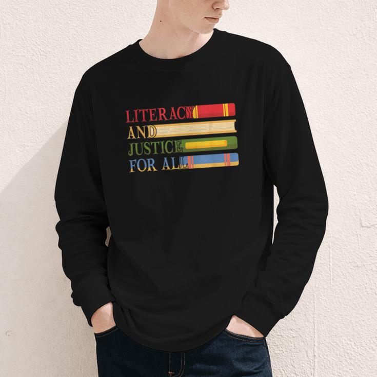 Literacy And Justice For All Reading Book Club Librarian Youth Long Sleeve Tee