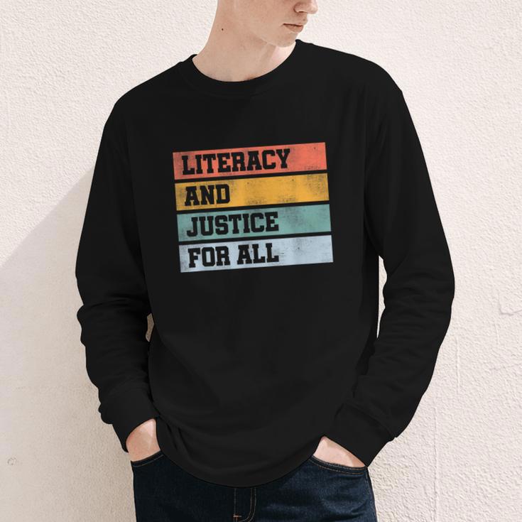 Literacy And Justice For All Stop Book Banning Banned Books Youth Long Sleeve Tee