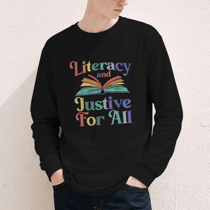 Literacy Justice For All Stop Book Banning Protect Librarian Youth Long Sleeve Tee
