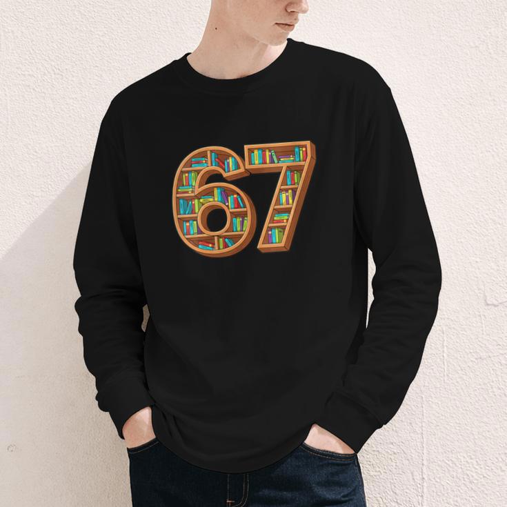 Literary 67 Bookshelf Six Seven Reading Meme Youth Long Sleeve Tee